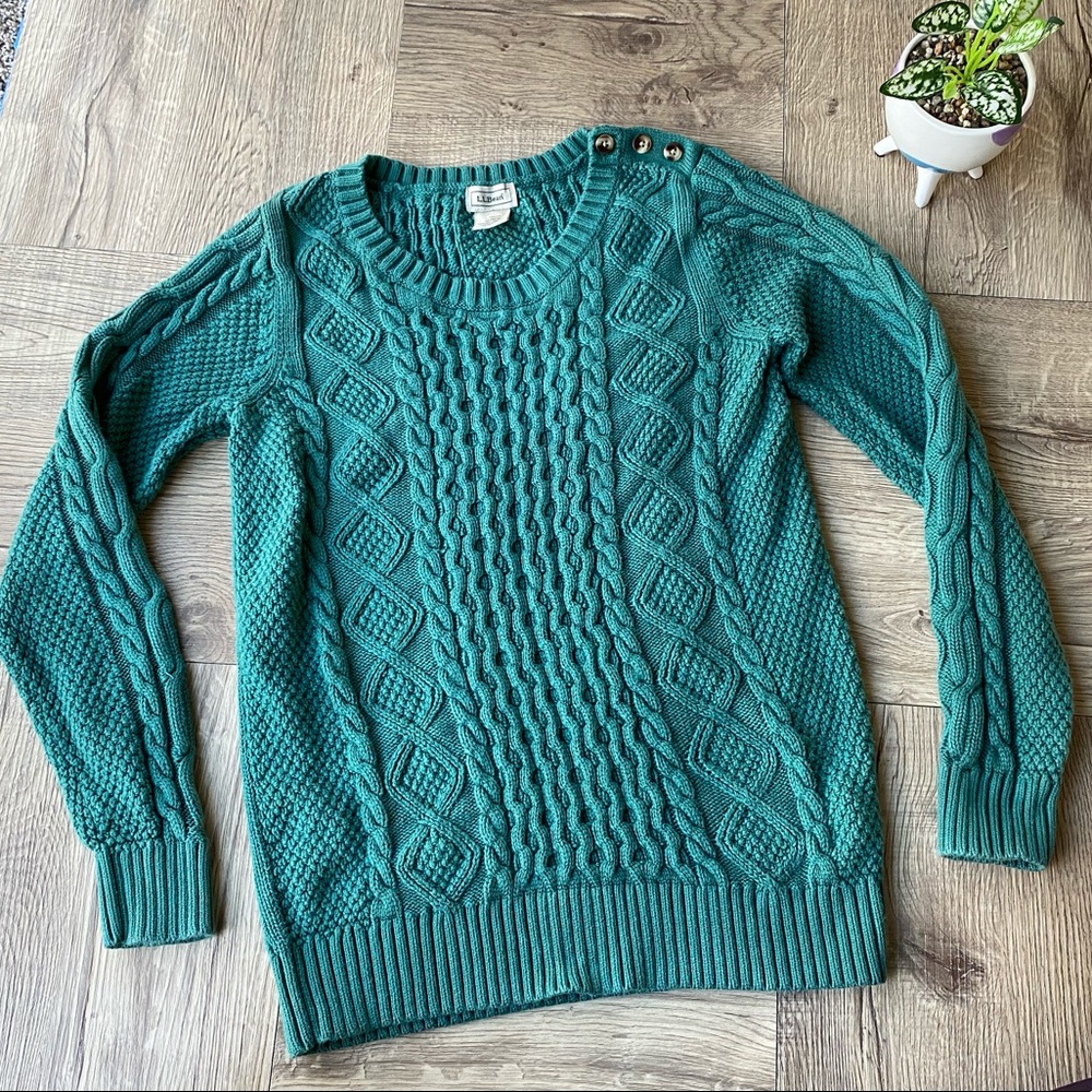 L.L. Bean Thick-Knit Button Shoulder Sweater